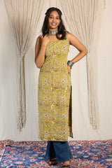 Vibha Noodle Strap Corset Long Kurti - POP NAARI