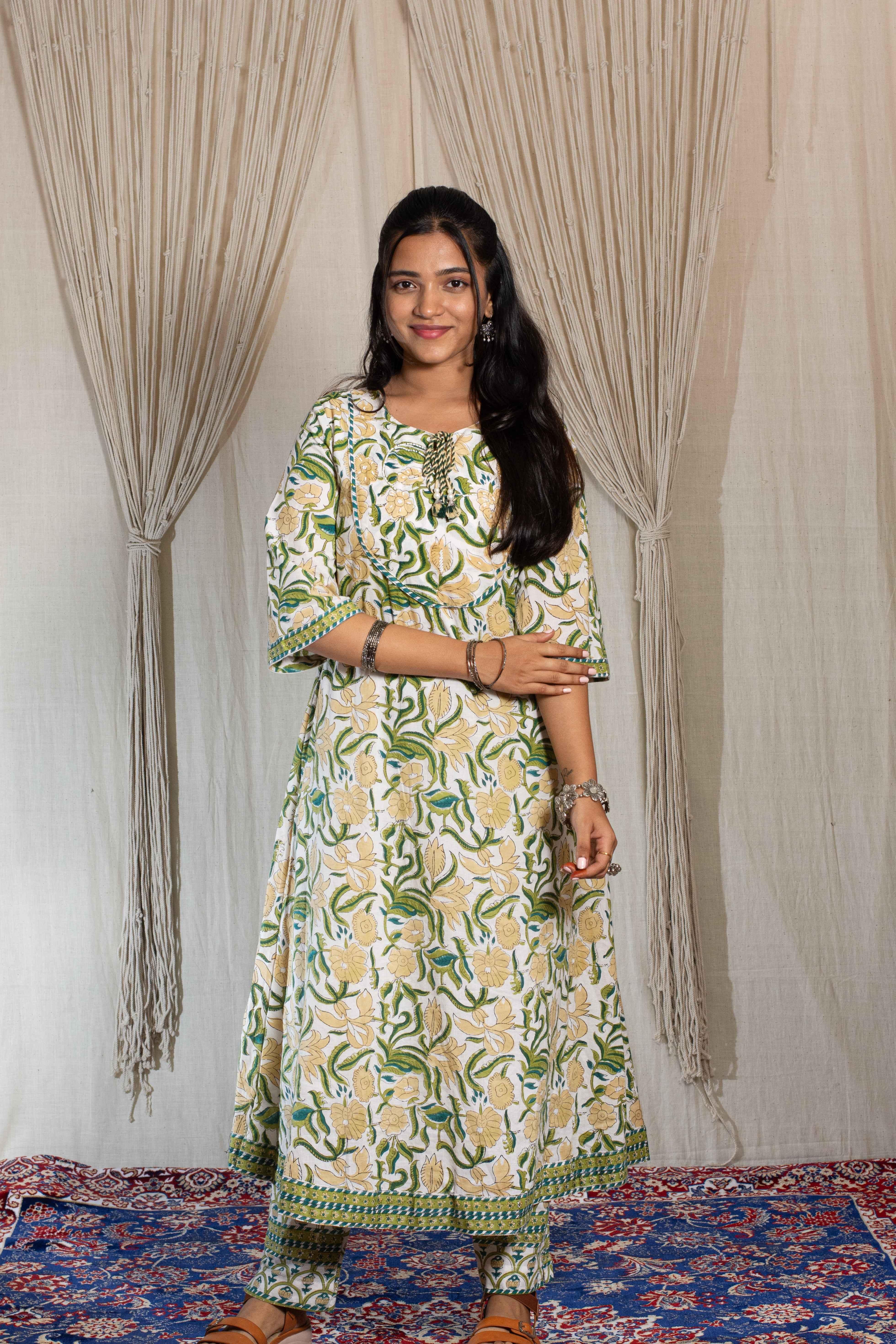 Tulsi round neck kurti and pant - POP NAARI