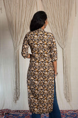 Kajal High Neck Kurti - Elegant Handblock Cotton Kurti - POP NAARI