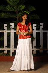 Diya White Long Skirt - POP NAARI
