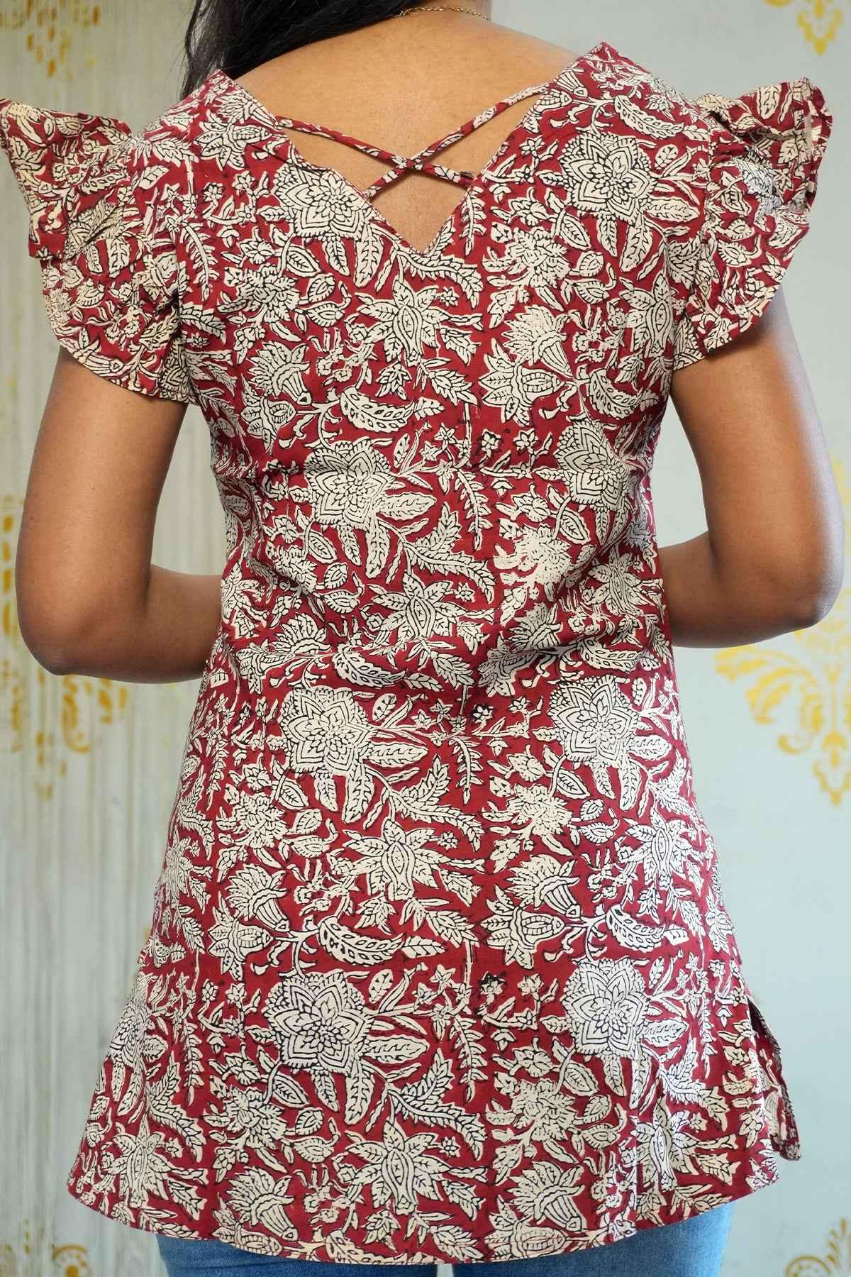 Geeth V Neck Short Kurti - POP NAARI