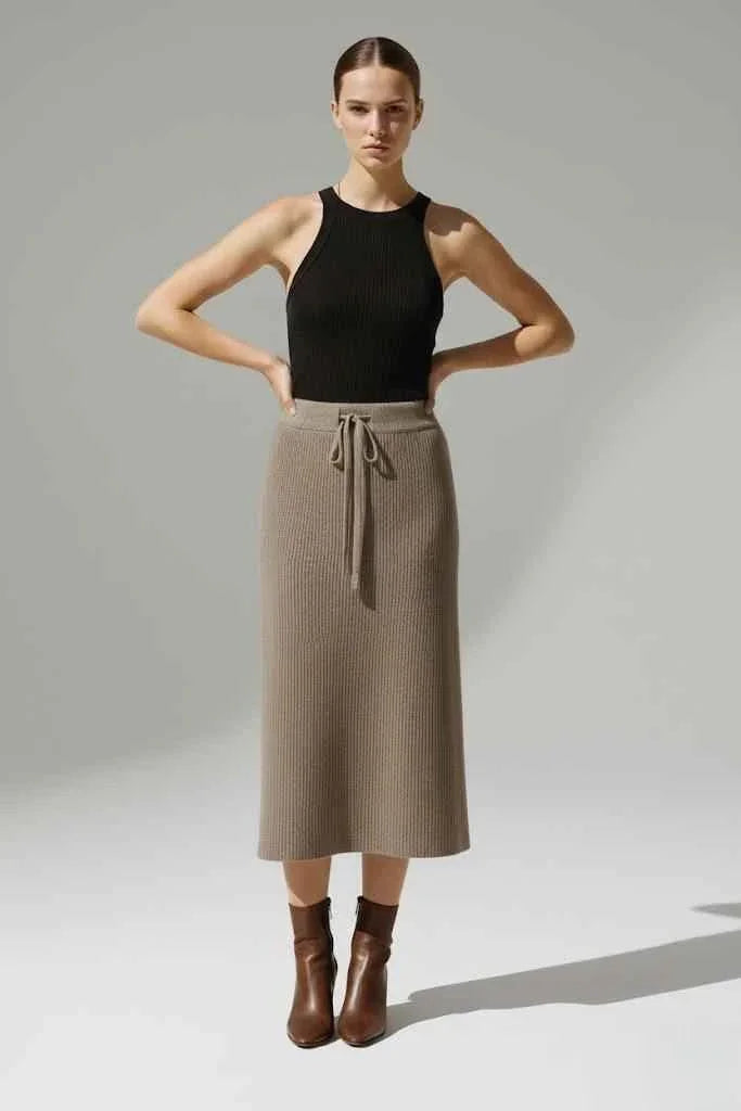 LISA GRAY RIBBED SKIRT