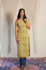 Vibha Noodle Strap Corset Long Kurti - POP NAARI