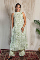 anushka halter neck kurti and pant - POP NAARI