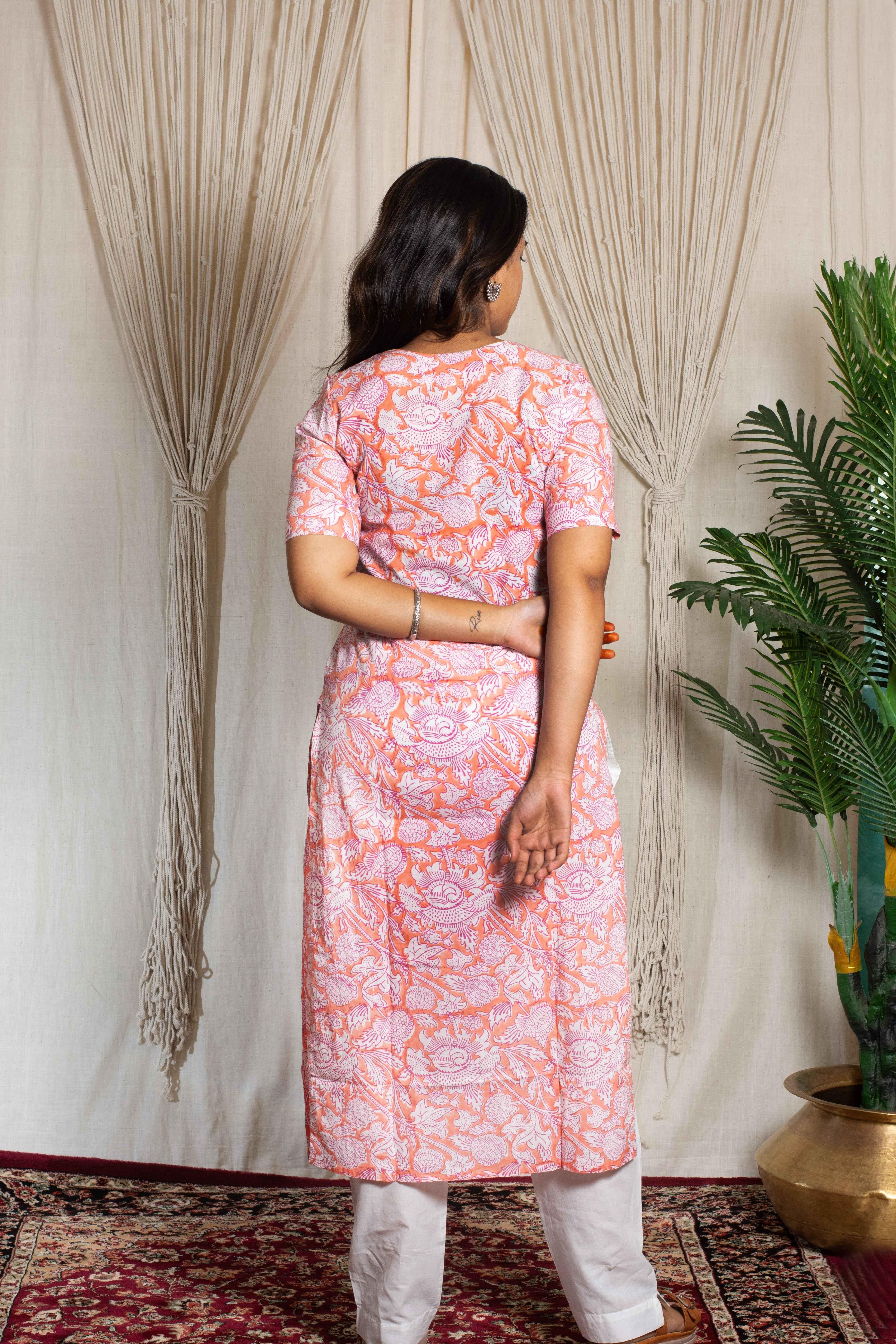 sanvi round neck kurti and pant - POP NAARI