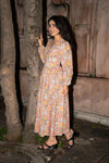 Princess Natasha Peach Handblock Cotton Dress
