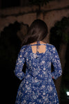 Neelthara Blue Handblock Cotton Long Kurti