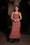 Sindhu Red Handblock Cotton Corset Long Kurti