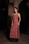 Sindhu Red Handblock Cotton Corset Long Kurti