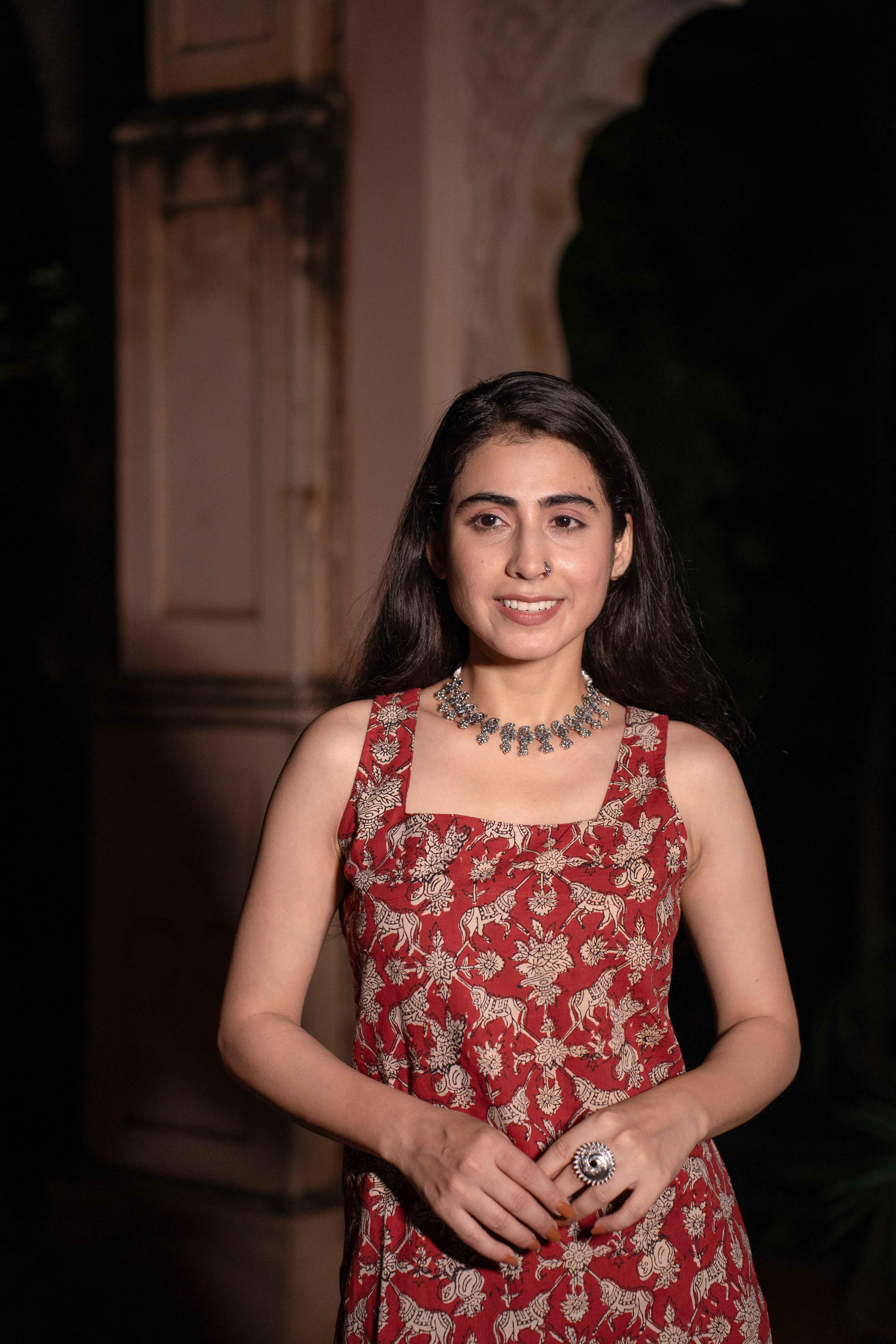 Sindhu Red Handblock Cotton Corset Long Kurti