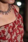 Sindhu Red Handblock Cotton Corset Long Kurti
