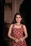 Sindhu Red Handblock Cotton Corset Long Kurti