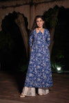 Neelthara Blue Handblock Cotton Long Kurti