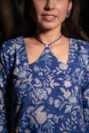 Neelthara Blue Handblock Cotton Long Kurti