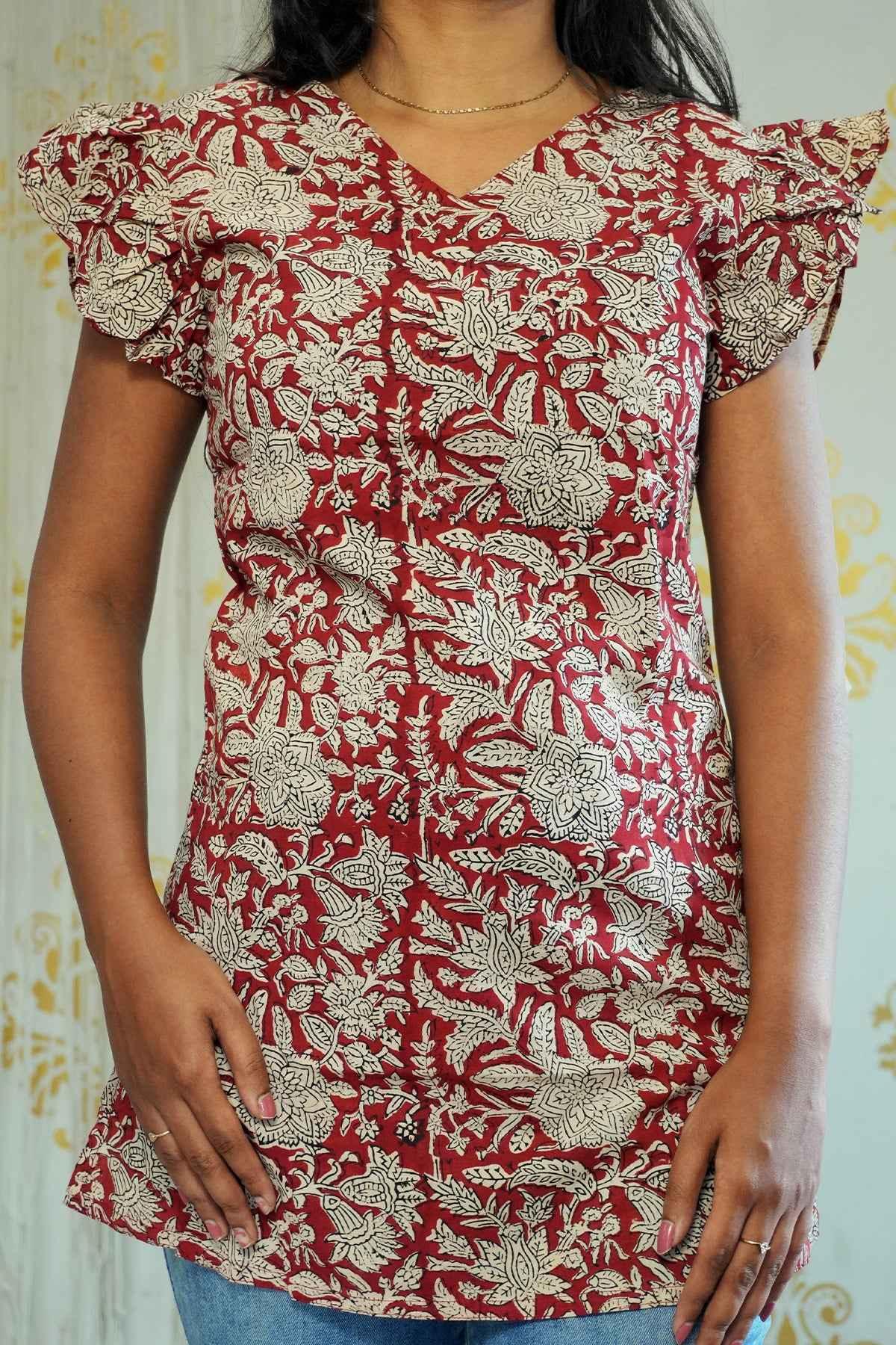 Geeth V Neck Short Kurti - POP NAARI