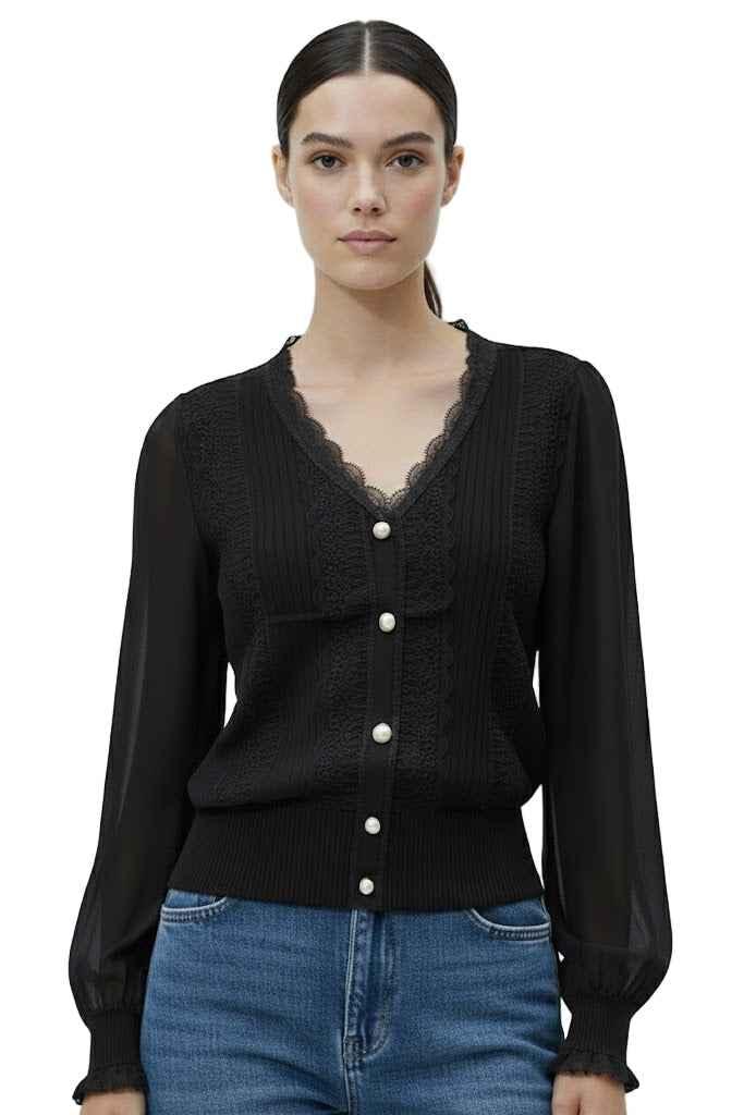 Monica Black Cardigan Short Top