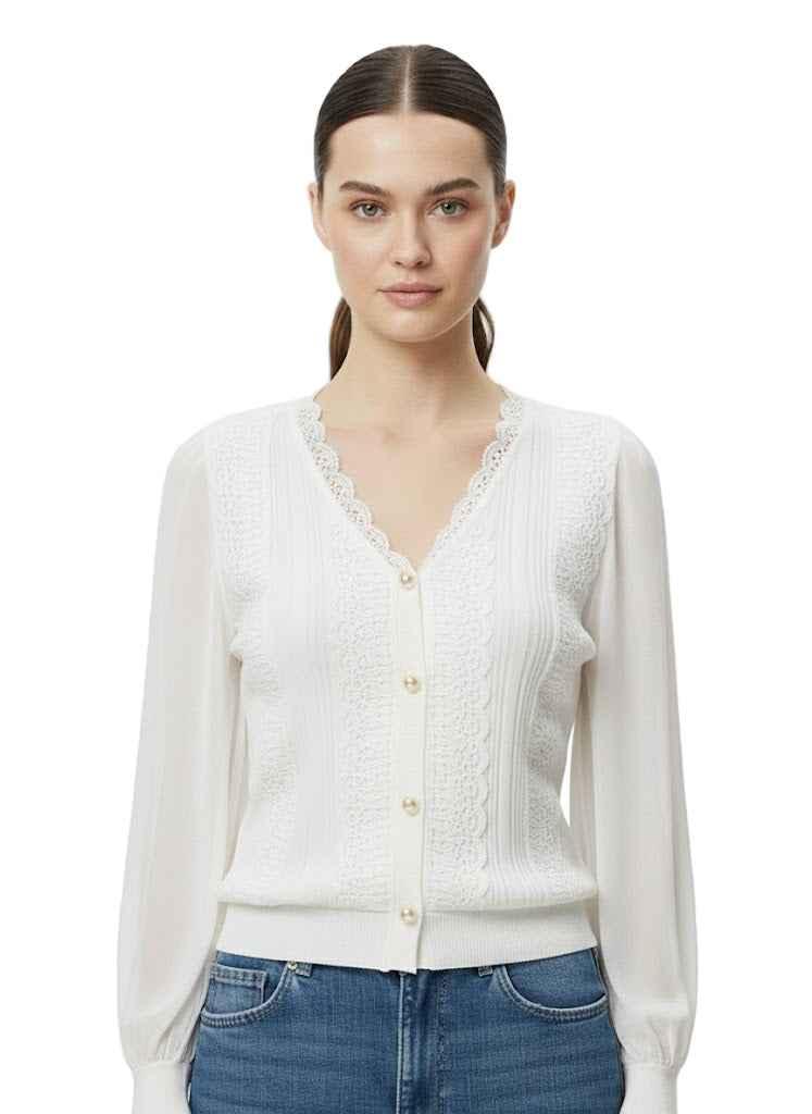 Monica White Cardigan Short Top