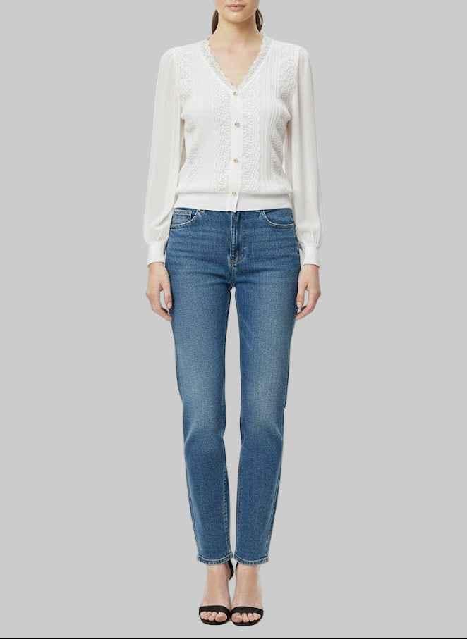 Monica White Cardigan Short Top