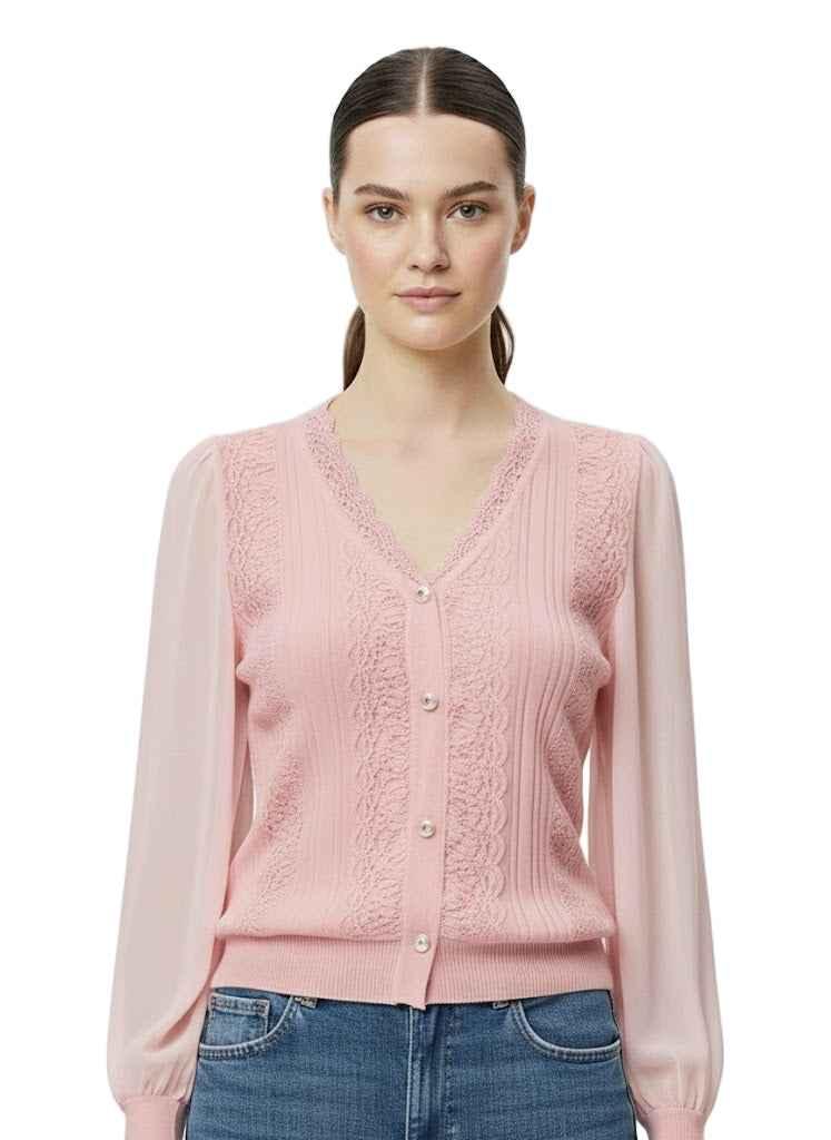 Monica Pink Cardigan Short Top