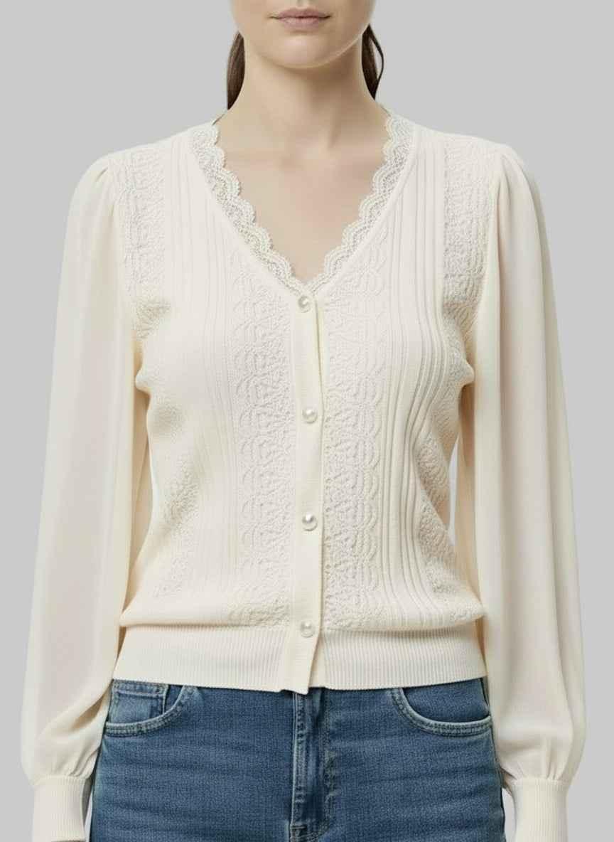 Monica Ivory Cardigan Short Top