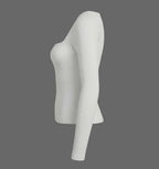 White Ribbed Square Neck Long Sleeve Top
