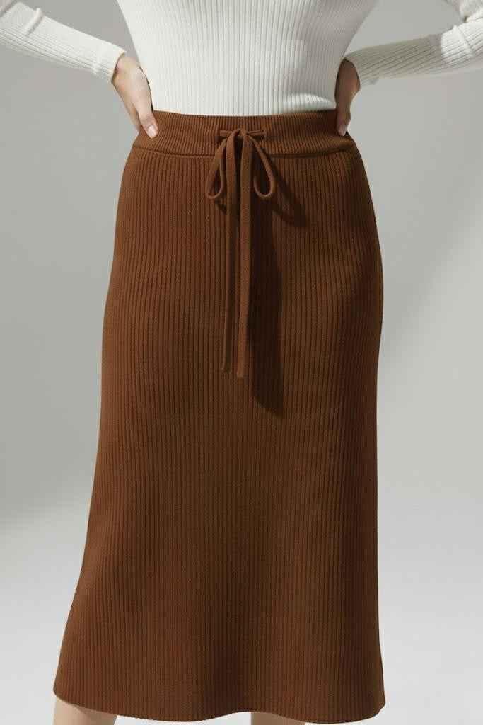 LISA BROWN RIBBED SKIRT