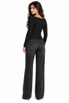 Black Ribbed Square Neck Full Sleeve Top